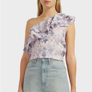 NWT ISABEL MARANT Linen Antique Floral Print Ruffle 1 Shoulder Sleeveless‎ Top 2